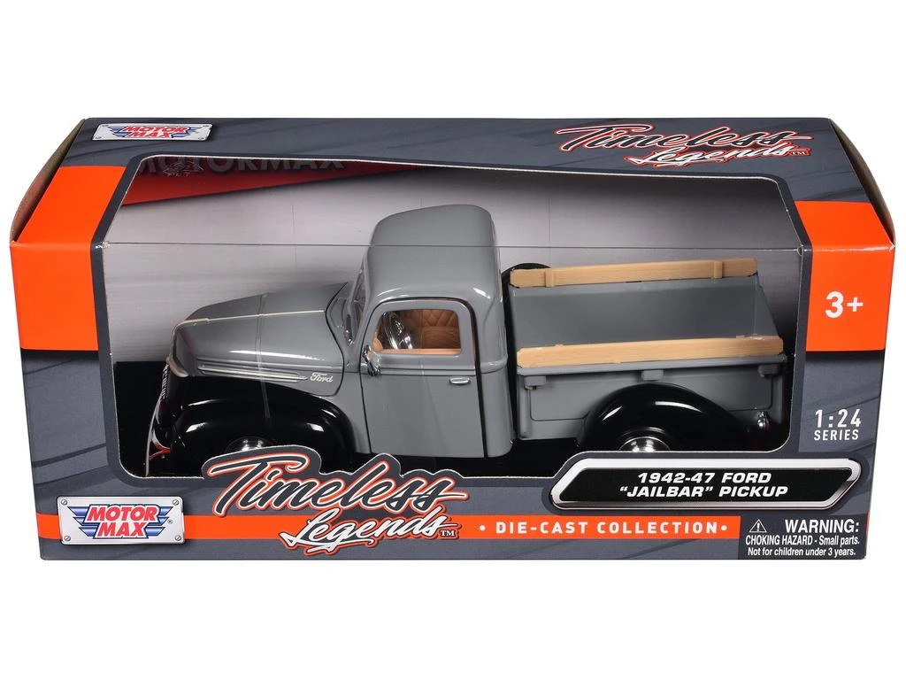 Motormax 1942-47 Ford "Jailbar" Pickup Truck Gray and Black "Timeless Legends" Series 1/24 Diecast Model Car by 1