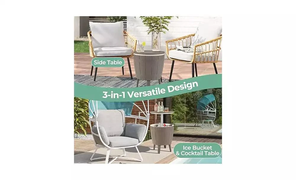 Mecale 10 Gallon Cooler Bar Table Outdoor Coffee Table Ice Bucket with Telescopic Tabletop for Beer and Wine 3