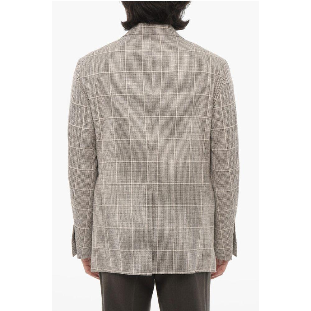 Corneliani Windowpane Check Center Vent Notch Lapel CIRCLE 3-Button Men's Bla
