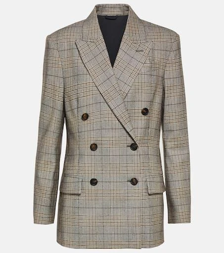Brunello Cucinelli Checked wool and cotton-blend blazer 1