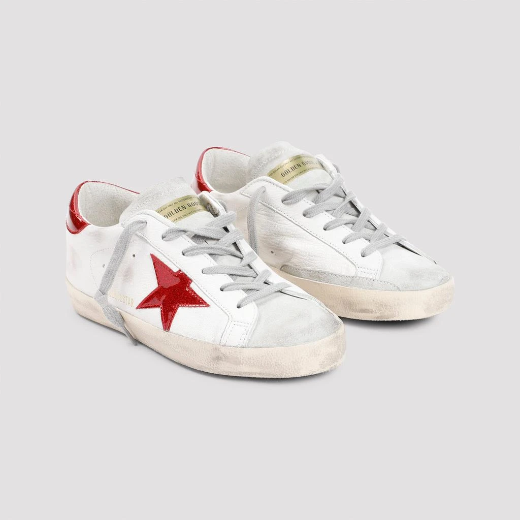 Golden Goose White and Red Superstar Goat Leather Sneakers 5