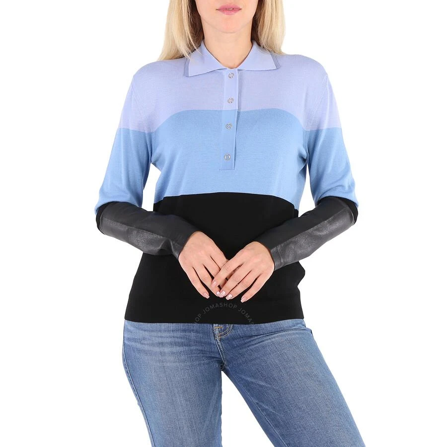 Burberry Ladies Blue Long Sleeve Polo Shirt 2