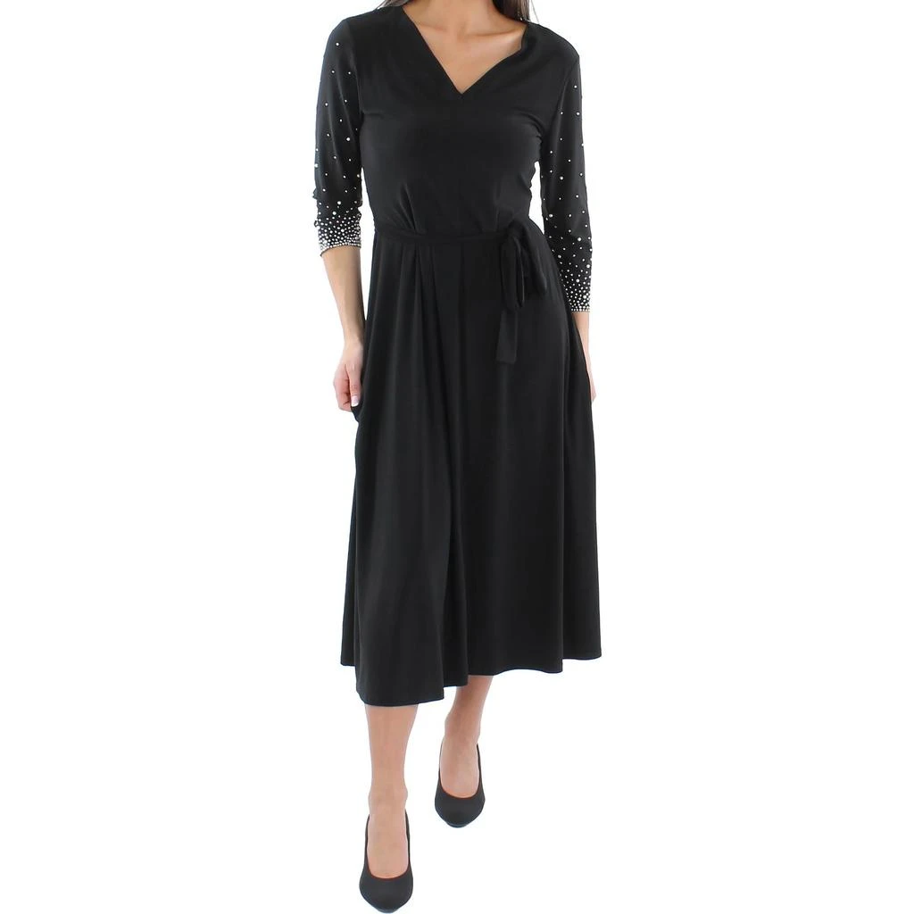 MSK Womens Knit Beaded Midi Dress 2