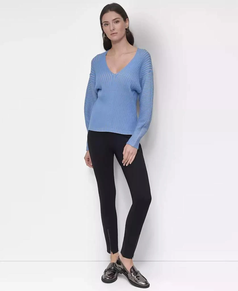 DKNY Women's V-Neck Long-Sleeve Rib-Knit Sweater 5