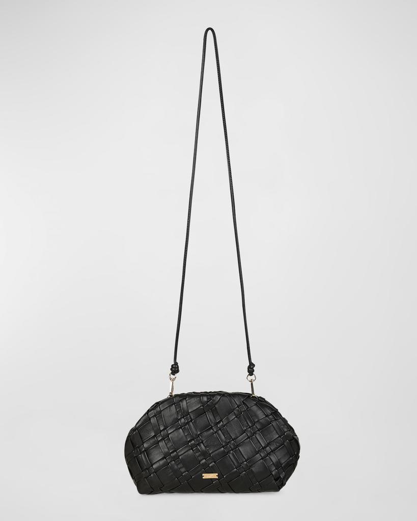 Rafe Aya Frame Woven Leather Clutch Bag