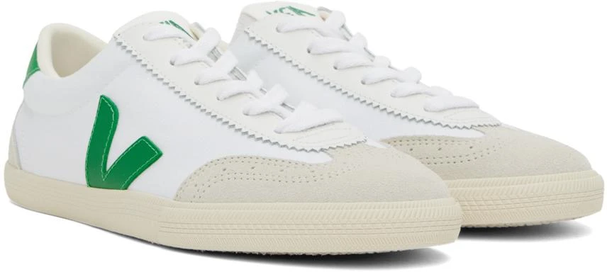 Veja White & Green Volley Canvas Sneakers 4