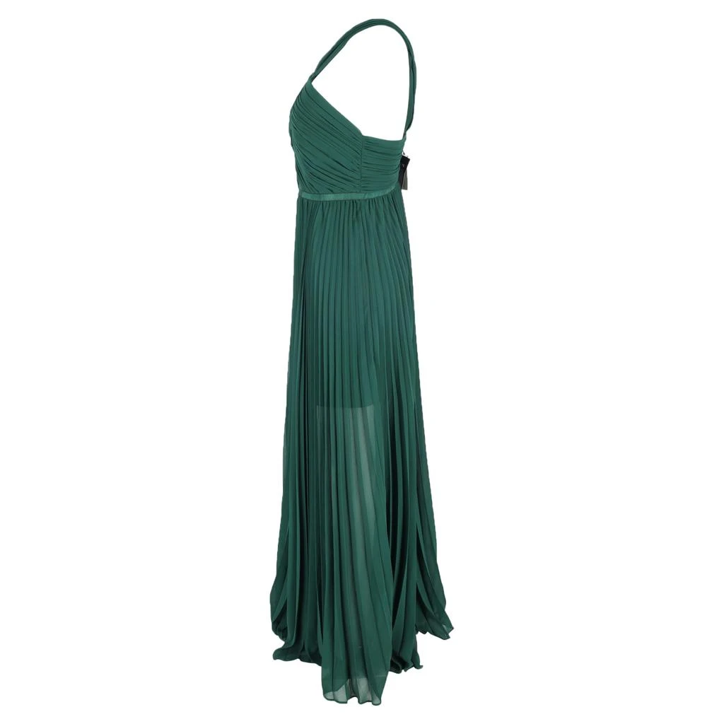 Self Portrait Pleated Maxi Dress in Green Chiffon 2