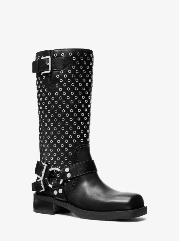 Michael Kors Crosby Grommeted Leather Moto Boot 1