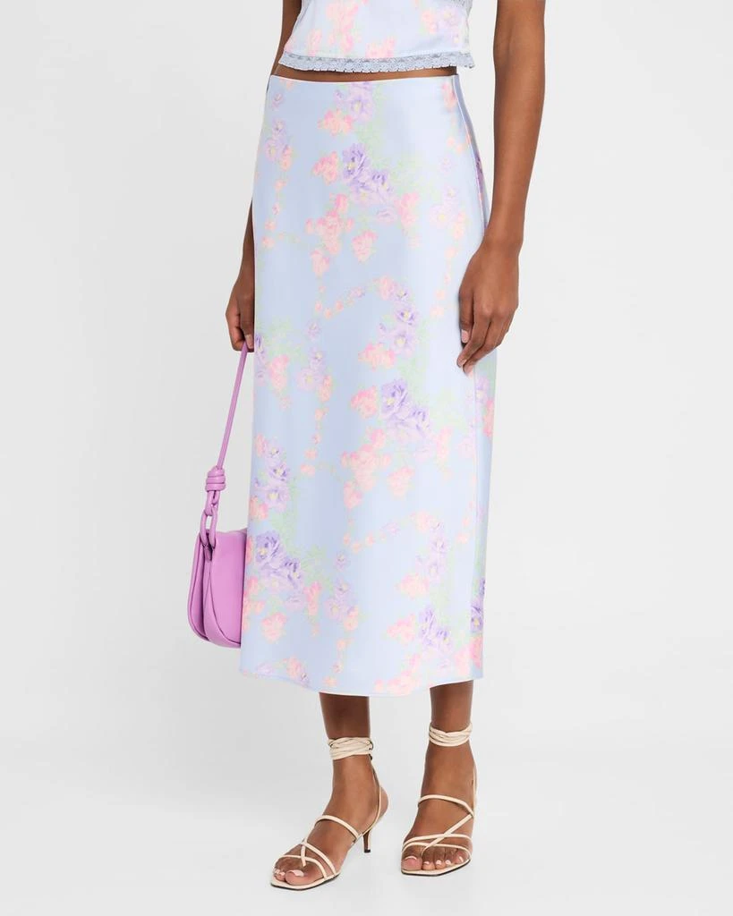 LOVESHACKFANCY Castle Satin Floral Maxi Skirt 4