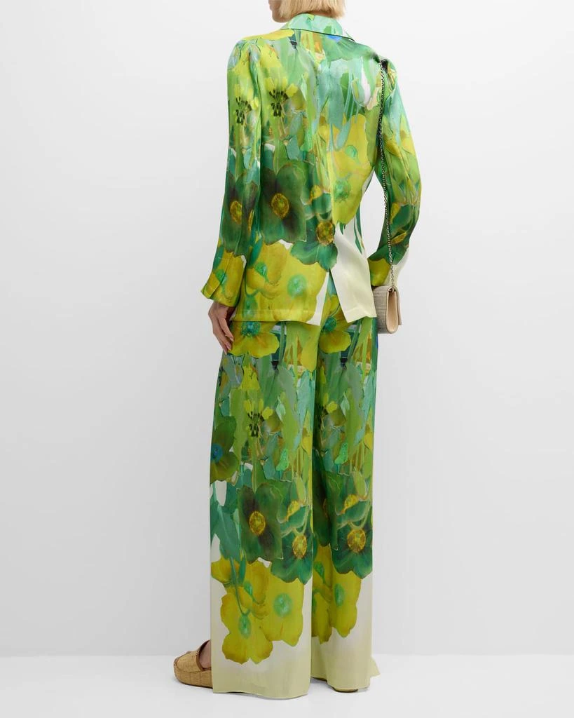 Kobi Halperin Alessia Pleated Side-Slit Floral-Print Pants 4