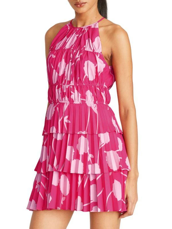 AMUR Ayesha Floral Pleated Halter Mini Dress 3