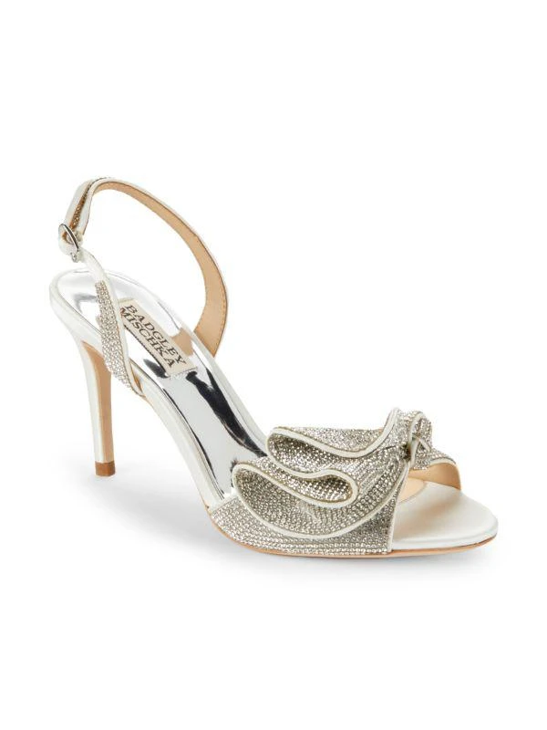 Badgley Mischka Rennie Ankle Strap Rhinestone Bow Heel Sandals 2
