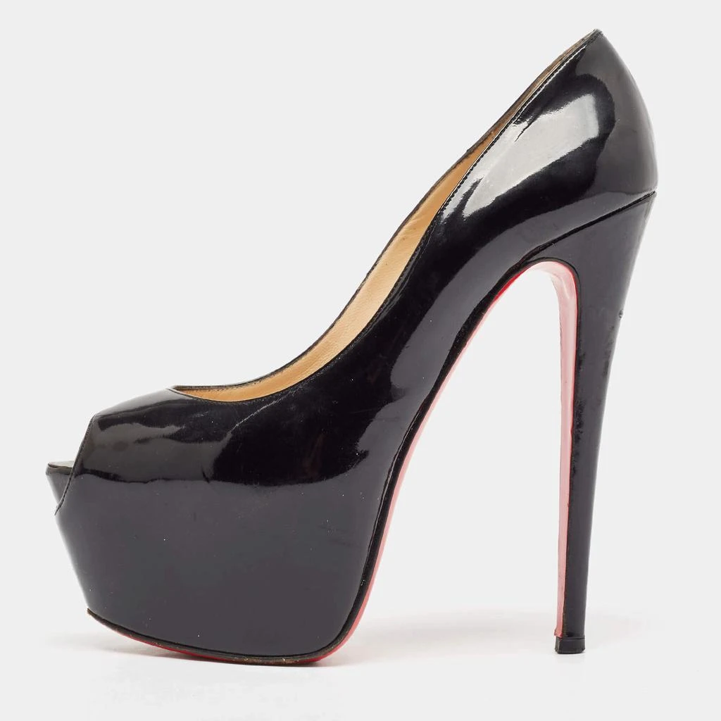 Christian Louboutin Christian Louboutin Black Patent Leather Highness Platform Pumps Size 38.5 1