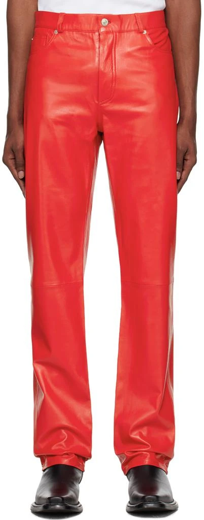 LU'U DAN Red Straight Leg Leather Pants 1