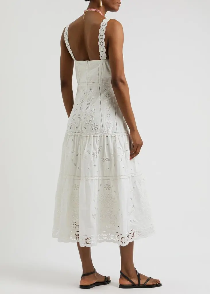 Farm Rio Richillieu broderie anglaise cotton midi dress 3