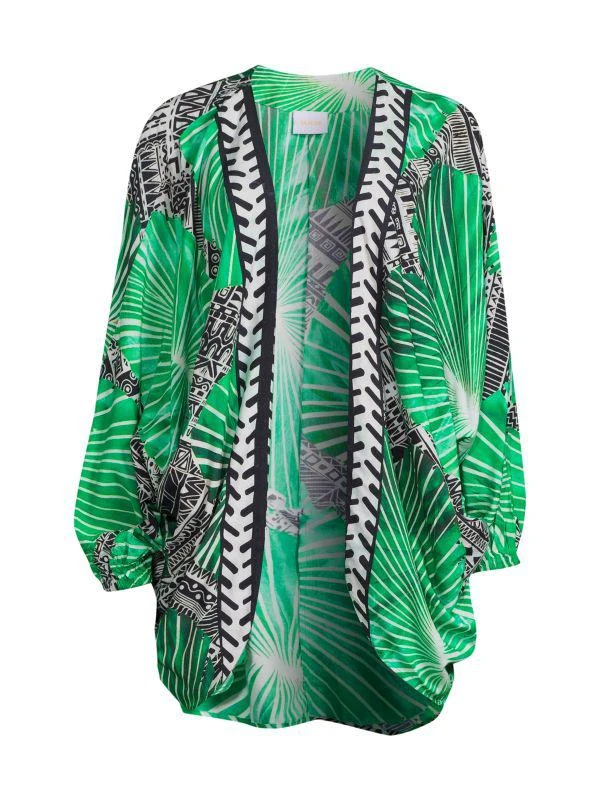 Saachi Palm Leaf Print Cocoon Kimono 3
