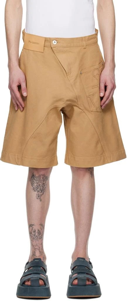 JW Anderson Beige Twisted Workwear Shorts 1