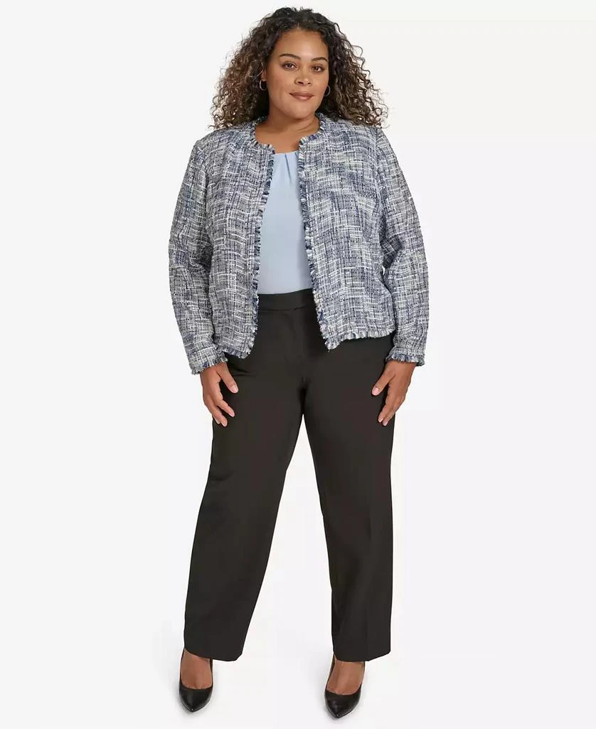Calvin Klein Plus Size Tweed Open-Front Cropped Blazer 4