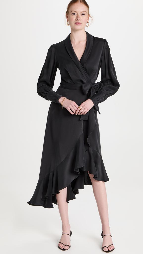 Zimmermann Silk Wrap Midi Dress