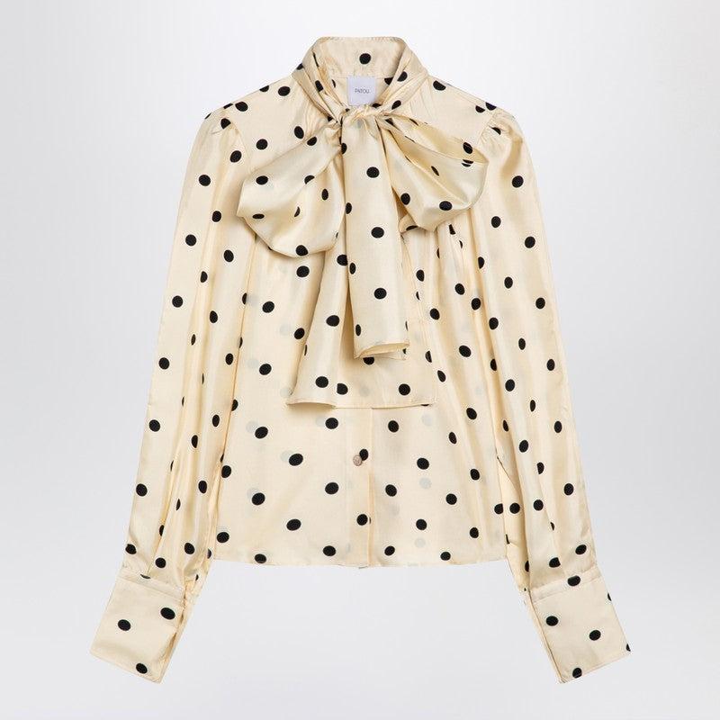 PATOU Women's Polka Dot Silk Blouse With Bow