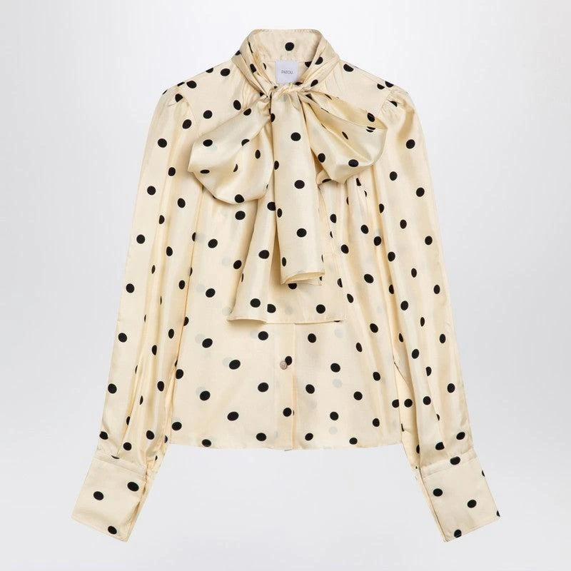 PATOU Women's Polka Dot Silk Blouse With Bow 1