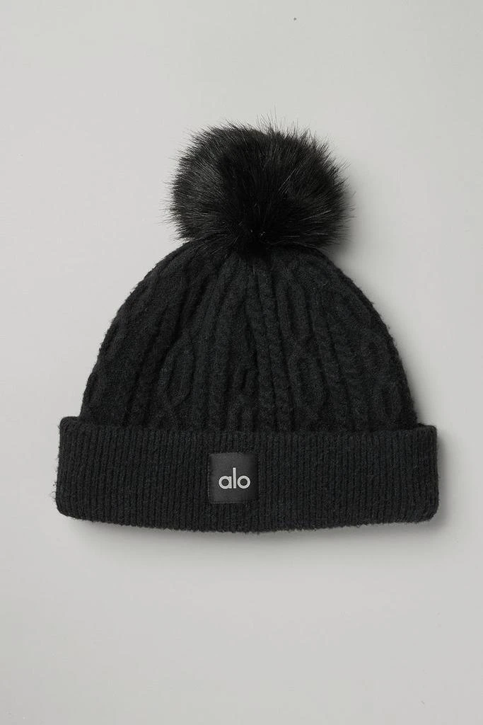 Alo Cable Knit Beanie - Black 1