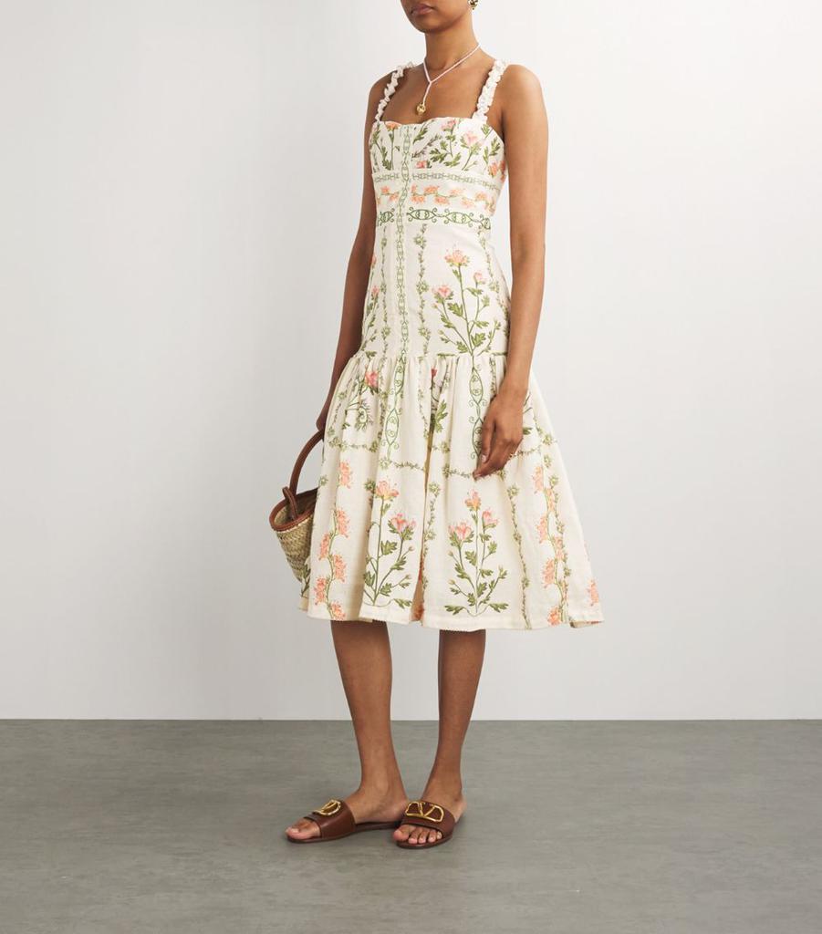 Agua By Agua Bendita Linen Floral Nispero Oasis Dress