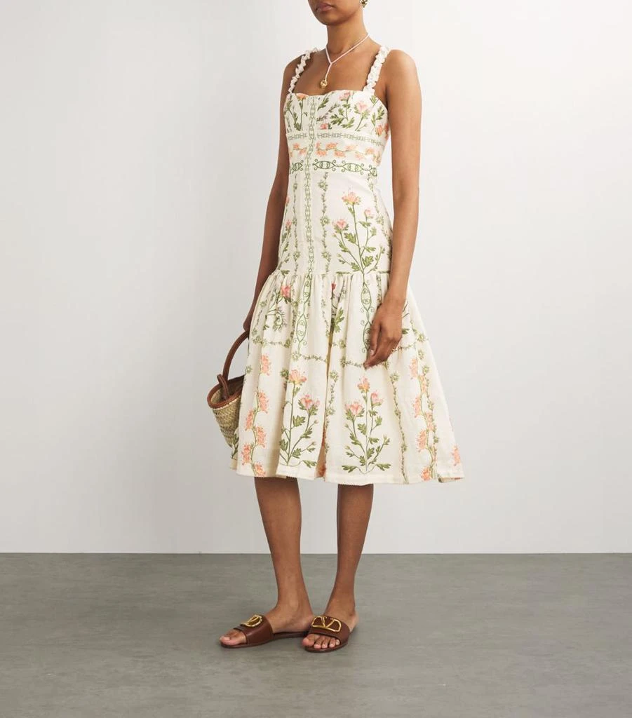 Agua By Agua Bendita Linen Floral Nispero Oasis Dress 2