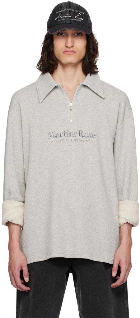 Martine Rose Gray Half-Zip Polo