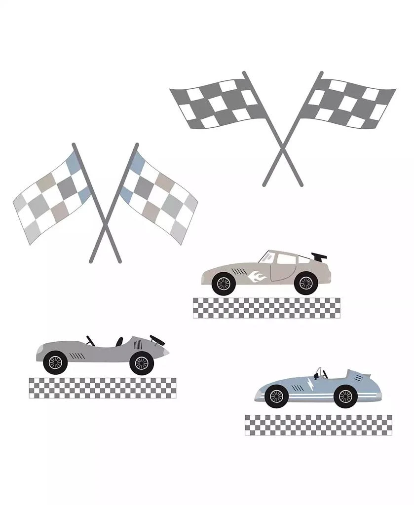 Lambs 
Ivy 12” X 18” Little Racer Car/Transportation Blue/Taupe Wall Decals/Stickers