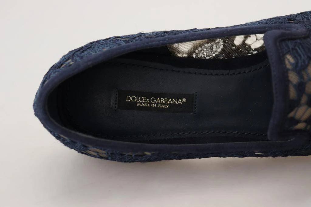 Dolce & Gabbana Dolce & Gabbana Blue Floral Lace Slip Ons Loafers Flats Shoes 9