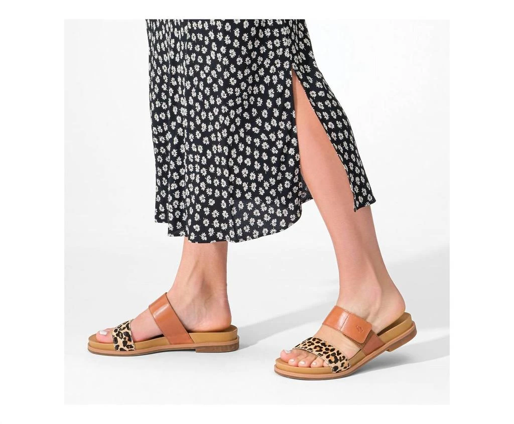 Hush Puppies Lilly 2 Band Slides In Amber Brown/leopard 4