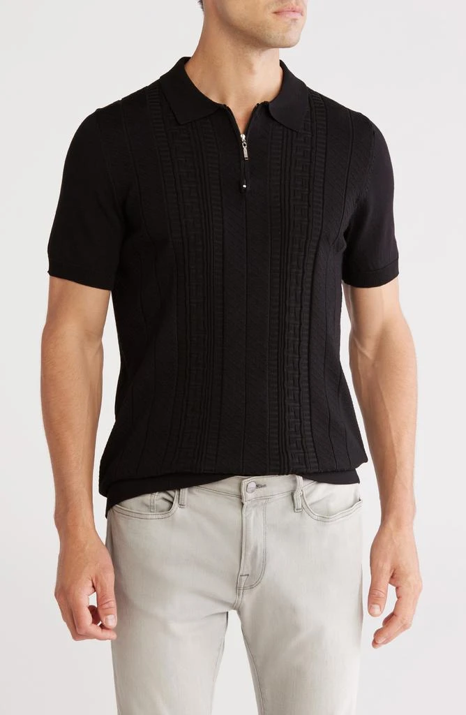 TR Premium Textured Sweater Knit Zip Polo 1