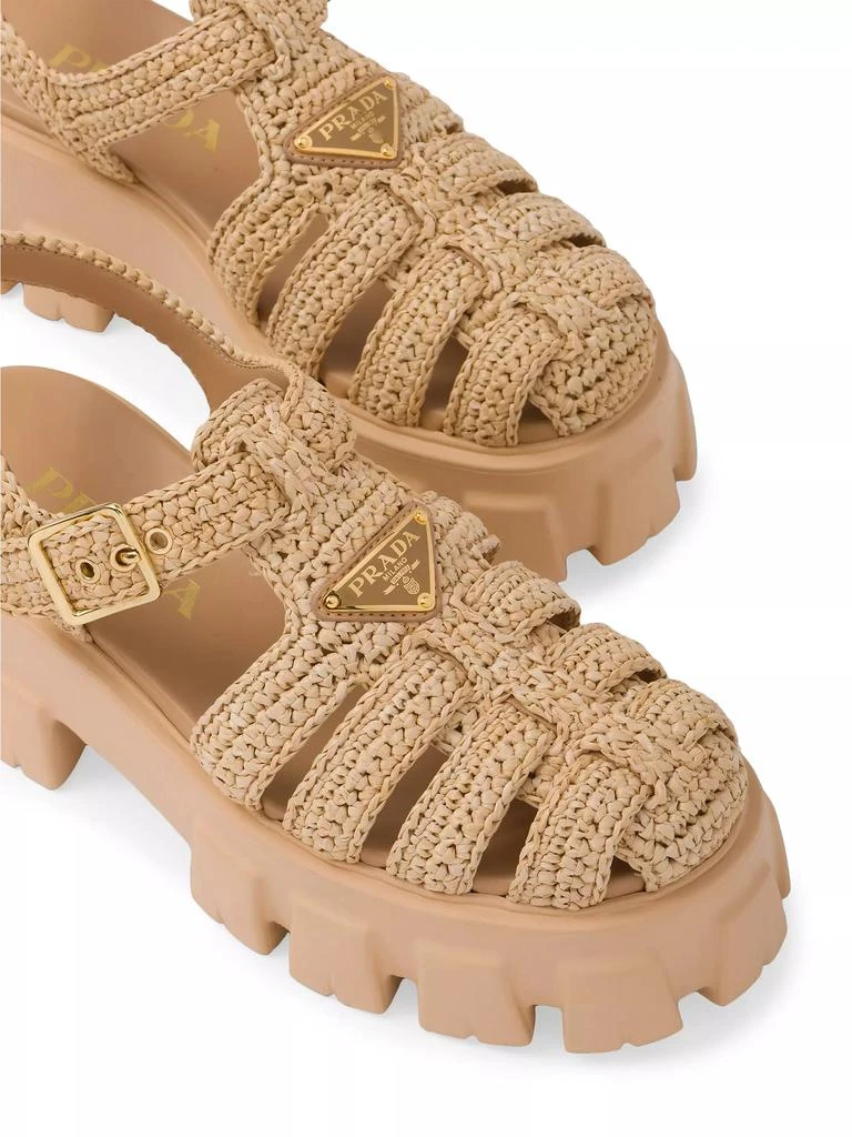 Prada Monolith Crochet Cage Sandals 5