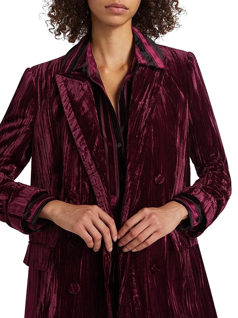 L'Agence Aimee Velvet Double-Breasted Blazer 6