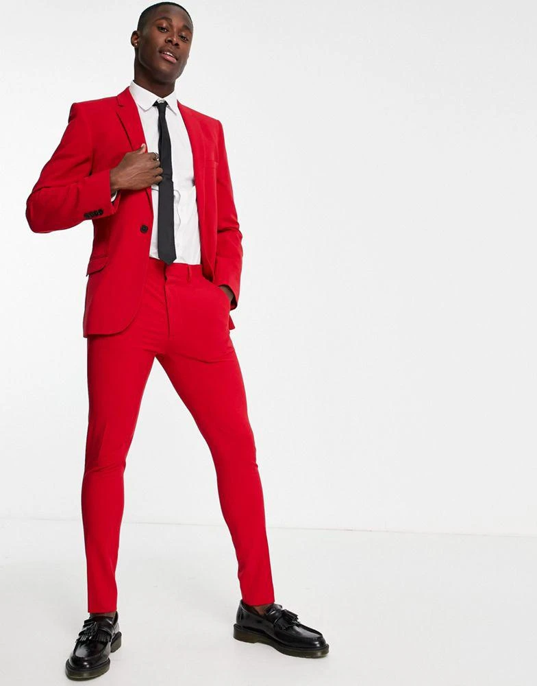 ASOS ASOS DESIGN super skinny suit trousers in red 4