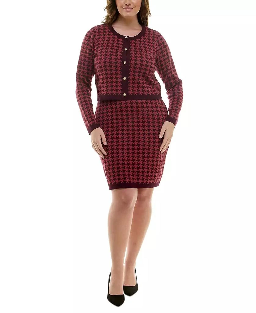 Taylor Plus Size Houndstooth Cropped Jacket & Bodycon Dress 1