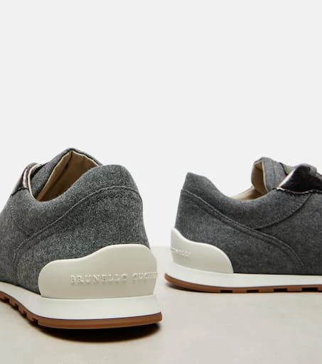 Brunello Cucinelli Leather-trimmed felt sneakers 5