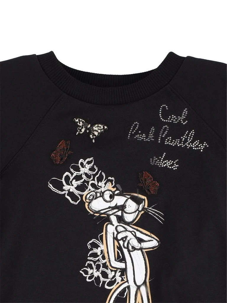 MONNALISA Pink Panther Printed Cotton Sweat Dress 1