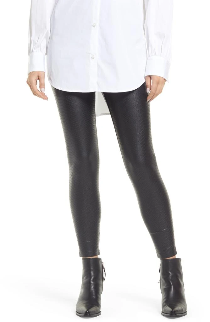 Hue Croc Embossed High Waist Faux Leather Leggings