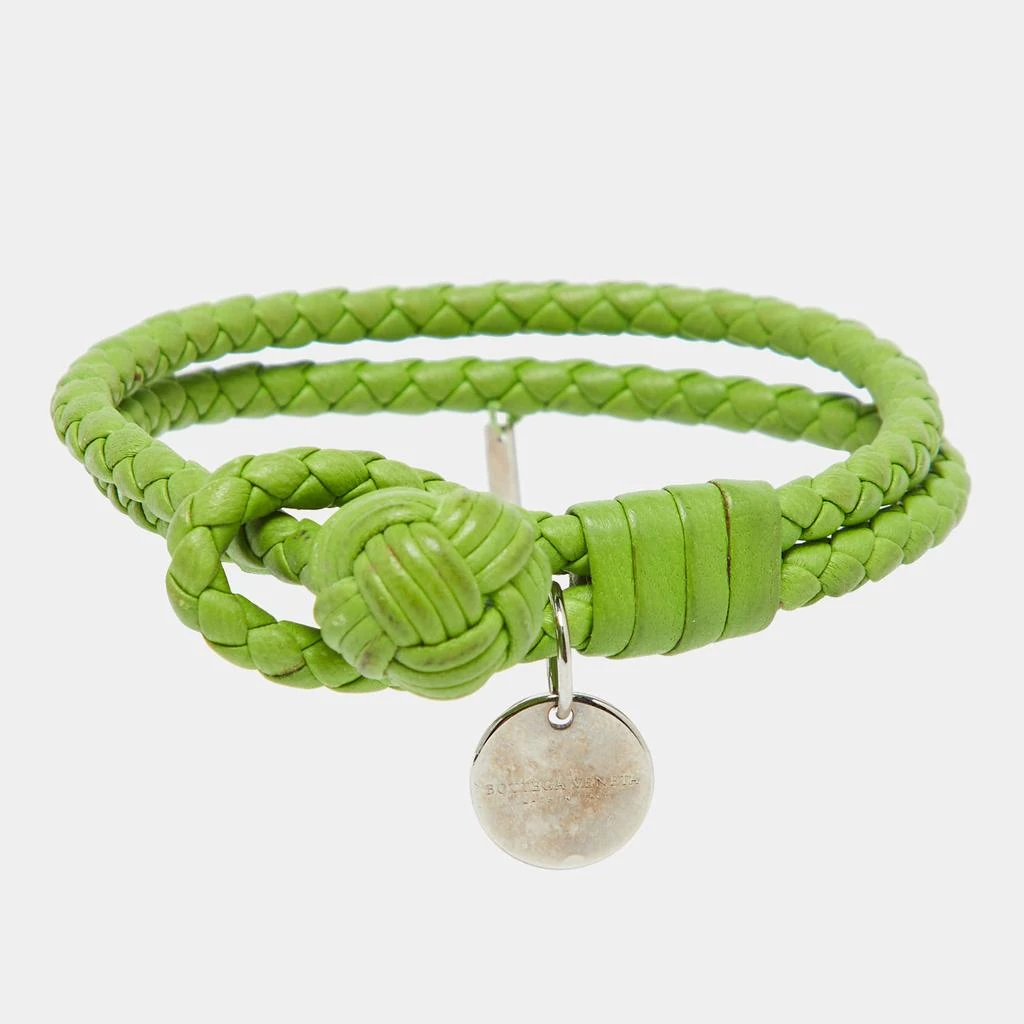Bottega Veneta Bottega Veneta Green Intrecciato Leather Double Knot Bracelet M 1