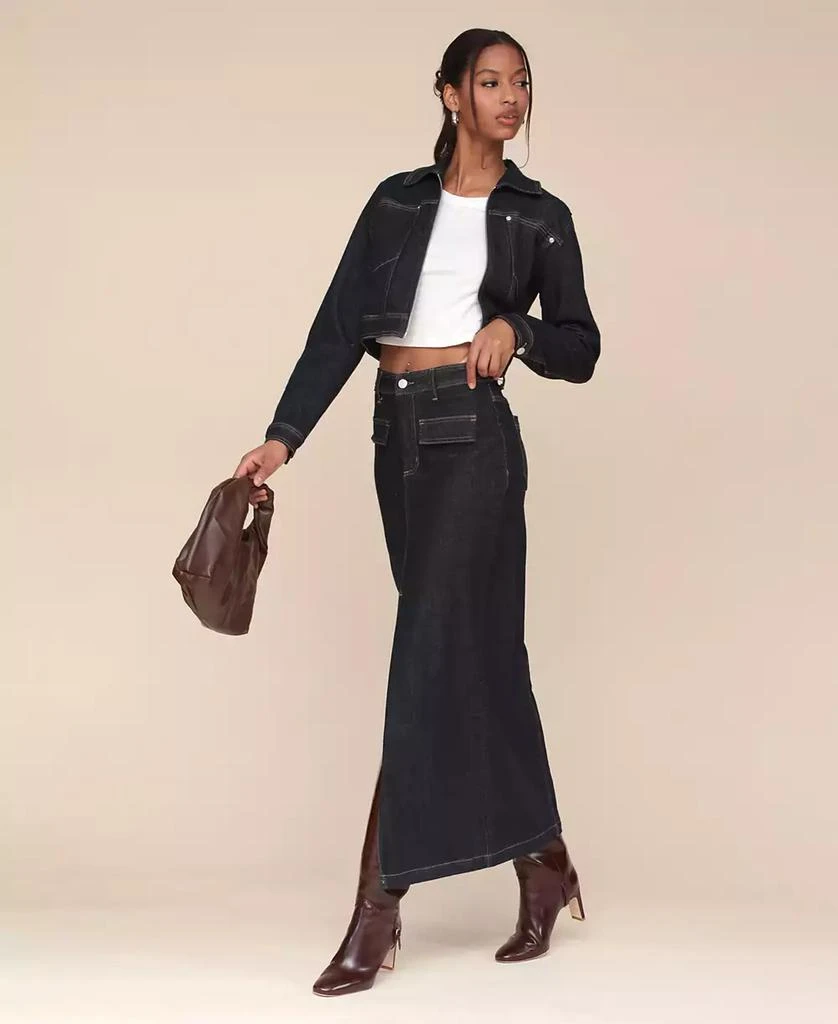 Avec Les Filles Women's Denim Maxi Skirt 6