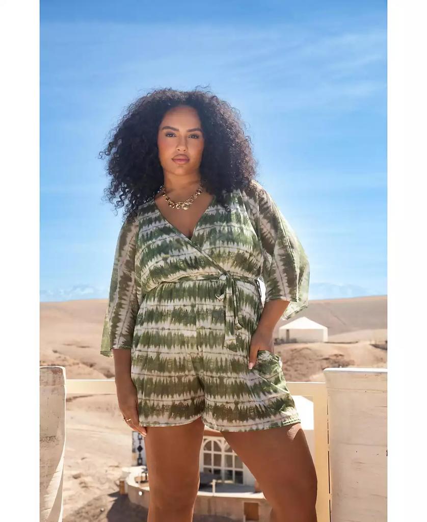 FASHION-SZN CURVE Women's Textured Resort Playsuit With Belt