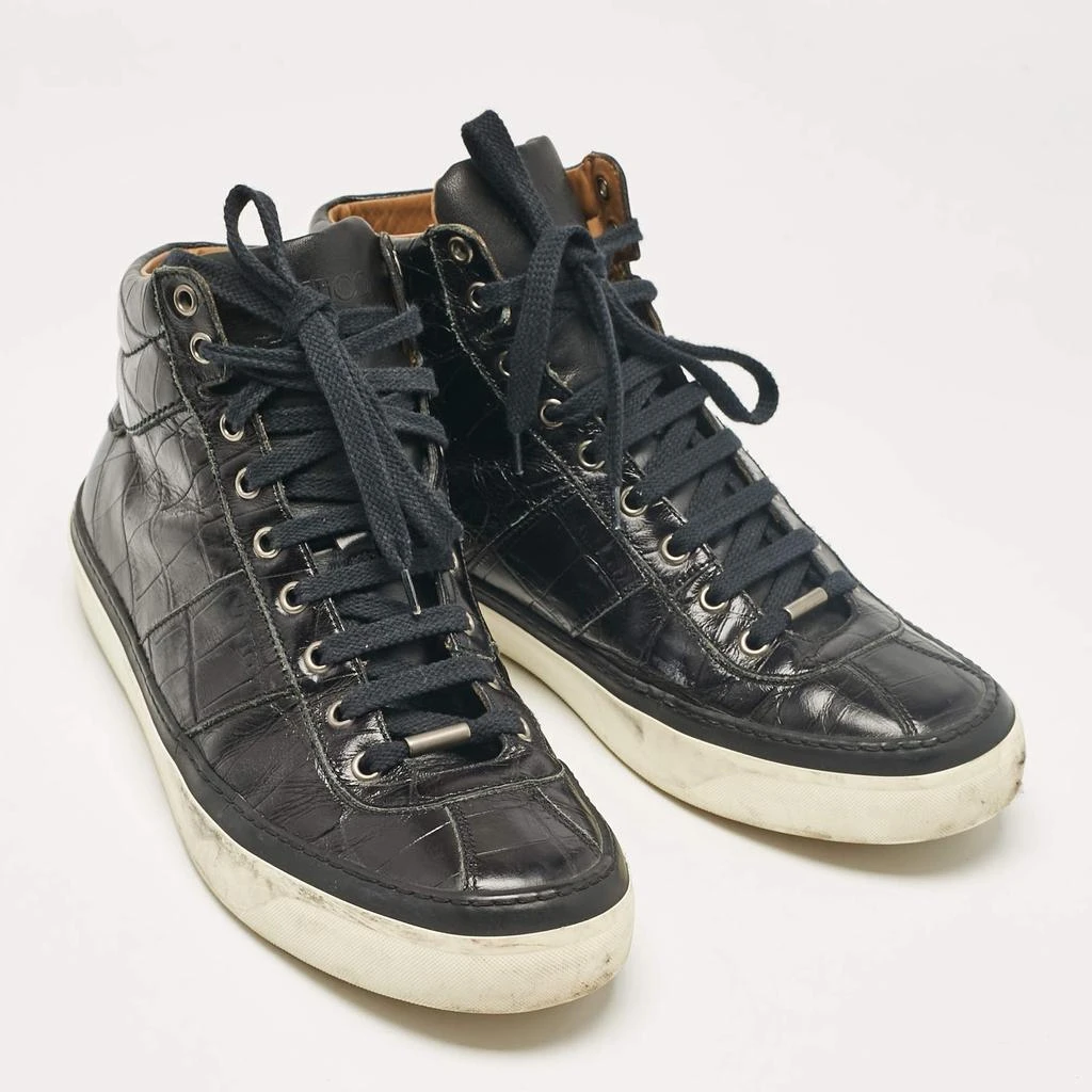 Jimmy Choo Jimmy Choo Black Croc Embossed Leather Belgravia High Top Sneakers Size 44 4