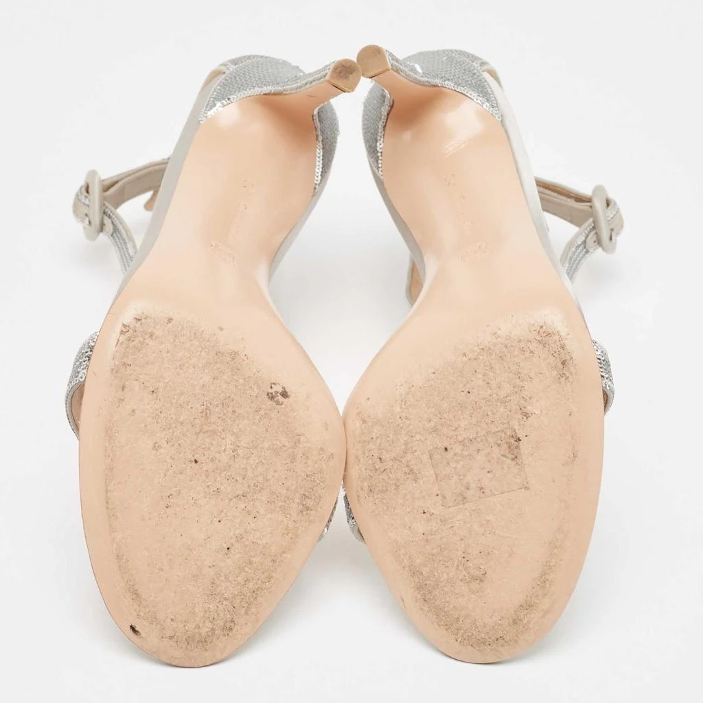 Gianvito Rossi Gianvito Rossi Silver Sequins  and Satin  Montecarlo Ankle Strap Sandals Size  37.5 6