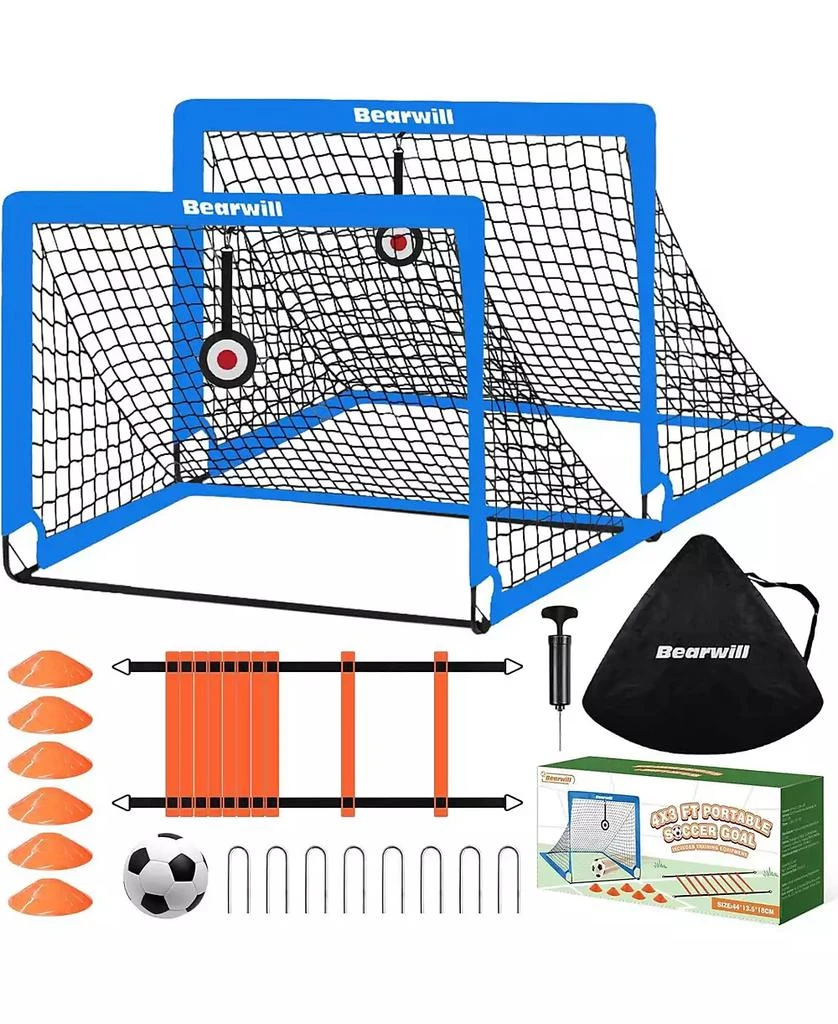 Bearwill Kids Soccer Goal Set of 2, 4x3FT Pop Up Backyard Goals with Training Kit - Includes Ball, Cones, Ladder 
Targets 1