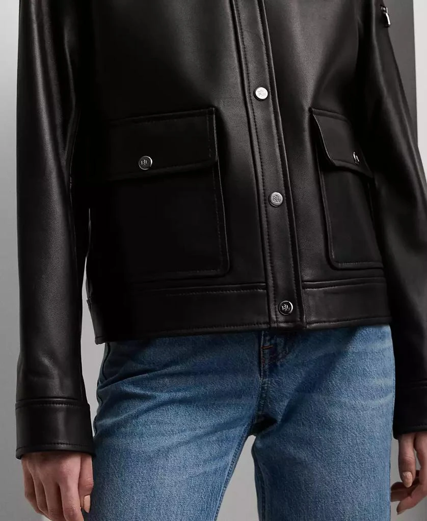 Ralph Lauren Women
s Buttoned Leather Jacket 6