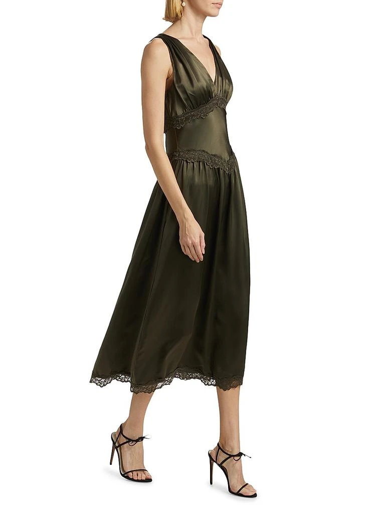 Reformation Stasia Lace-Trim Silk Dress 2