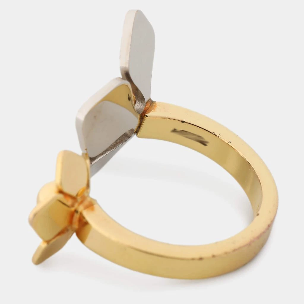 Fendi Fendi Two Tone Flower Motif Open Ring Size 51 3