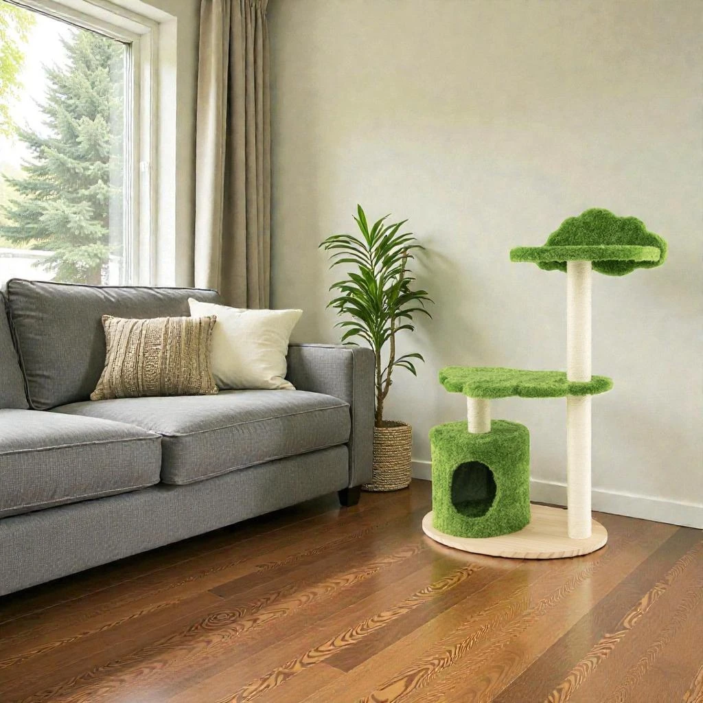 Hivvago 38" Indoor Cat Tower with Fully Sisal-Wrapped Scratching Posts